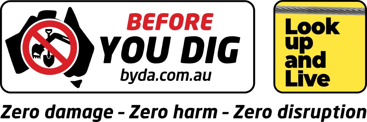 Before You Dig logo sitting alongside Look up and Live logo